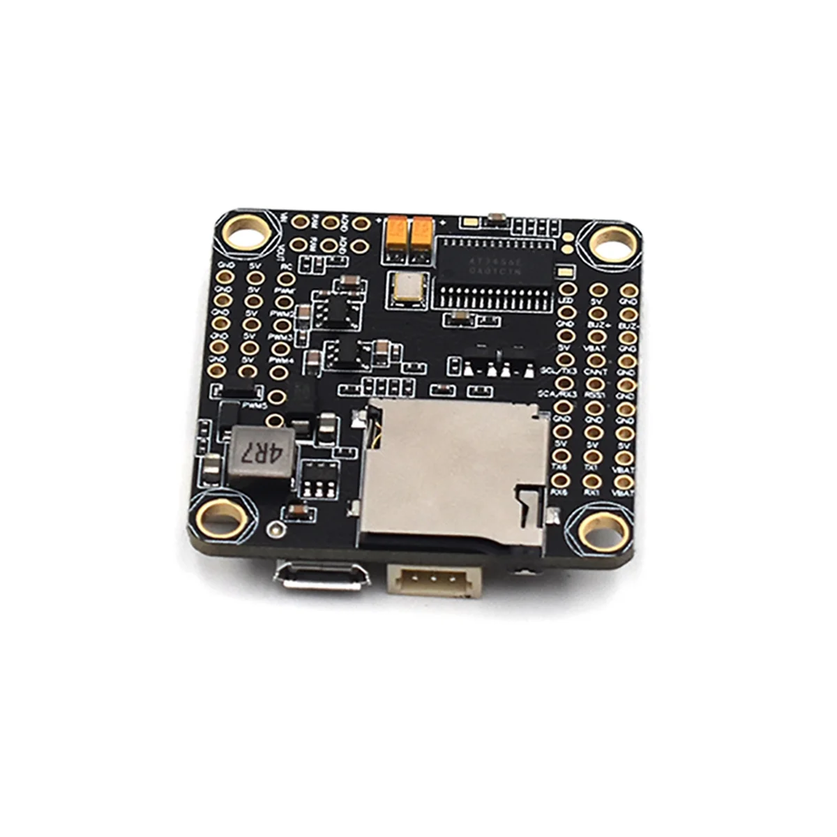Carte contrôleur de vol Betaflight F4V3S installée sur un drone FPV Racing avec branchements visibles