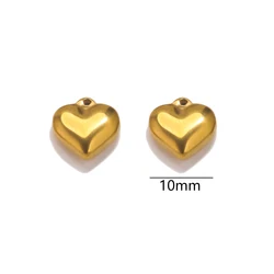 Set of 10 Stainless Steel Heart Charms (Gold 10mm)