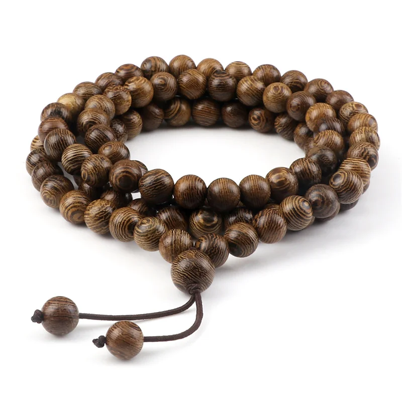 Trendy 18mm Natural Wooden Beads Tibetan Buddhist Meditation Bracelet  Natural | eBay