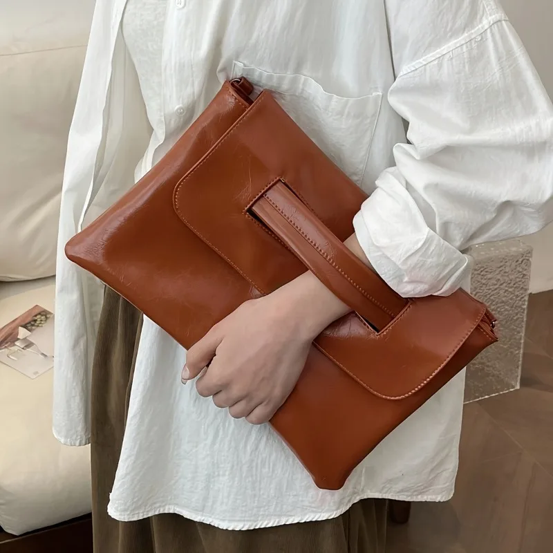 Elegant Vintage Clutch with Wristlet Envelope Handbag for Women Parties Weddings Solid Color Chic Single Shoulder Crossbody Bag