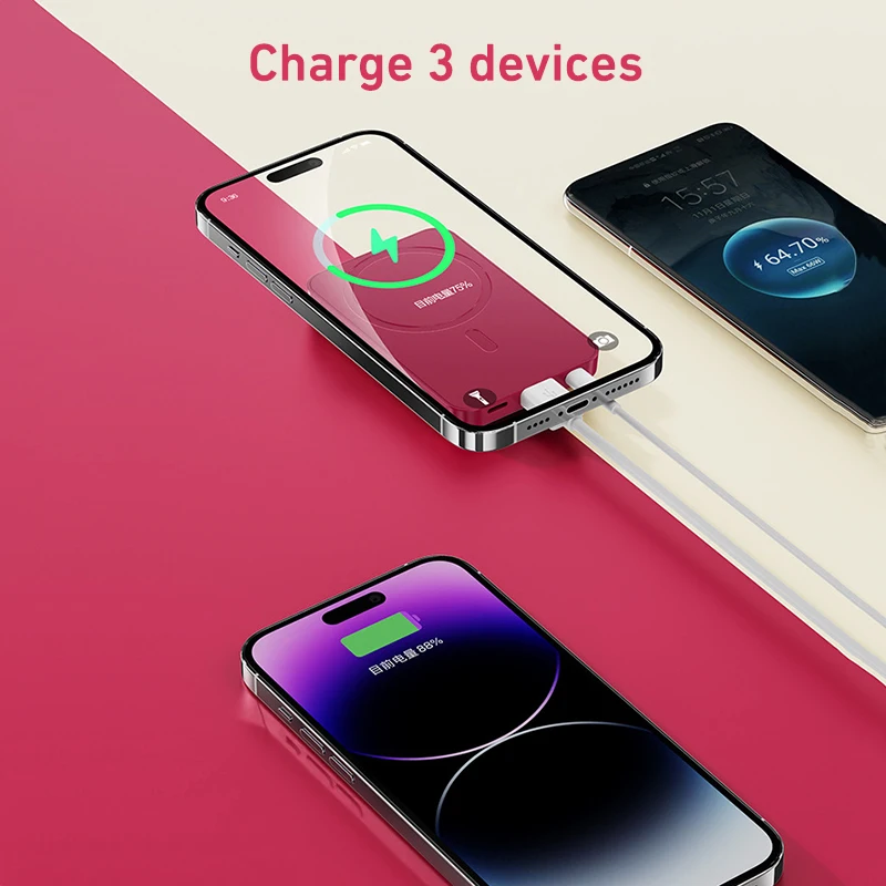 Magsafe batterie externe 20000mAh PD22.5W charge rapide chargeur sans fil magnétique Powerbank pour iPhone 16 15 14 13 12 pro Max Xiaomi – Image 6