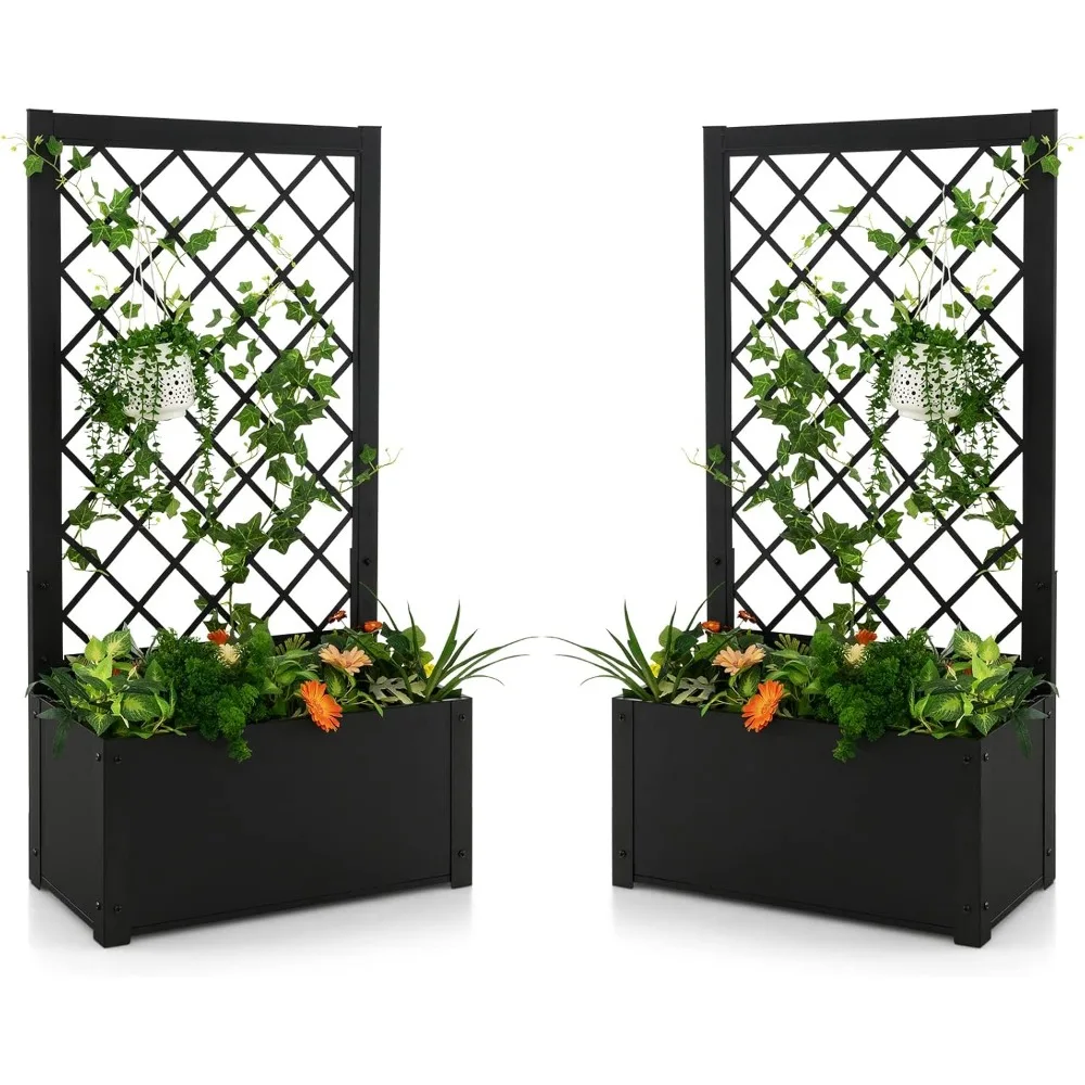 Raised Garden Bed with Trellis, 44" Vertical Planter 1