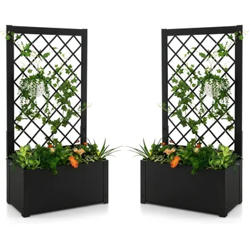 Raised Garden Bed with Trellis, 44" Vertical Planter 1
