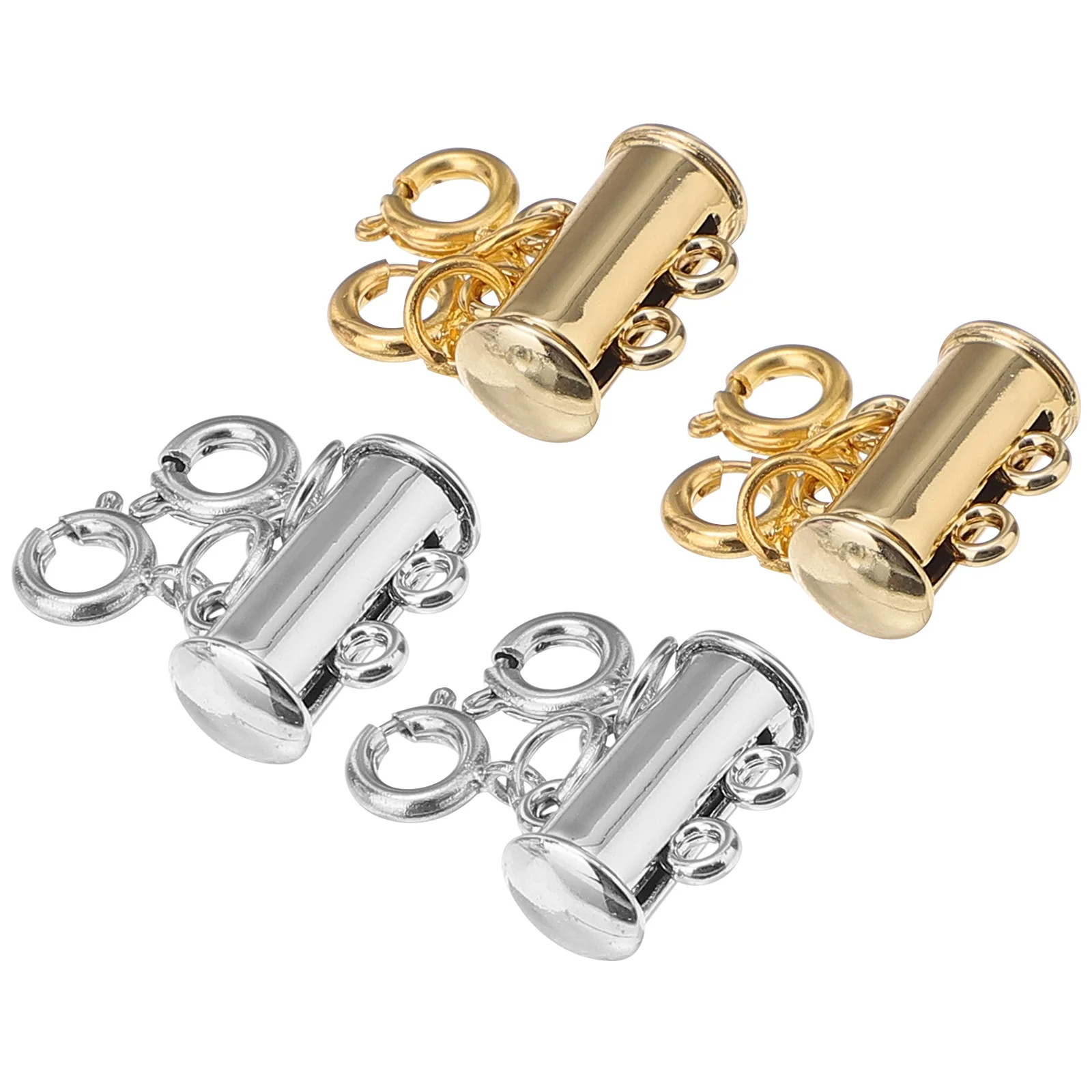 

4pcs Magnetic Clasp Connectors Multi- Strand Necklace Clasps Magnetic Slide Tube Lock Jewelry Connectors for DIY Layered