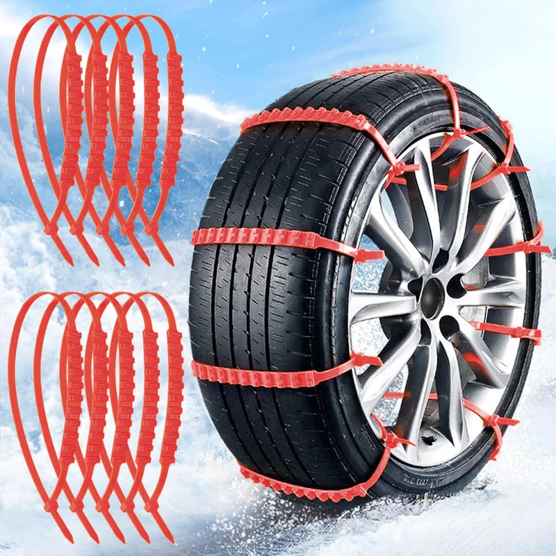 AAZRZRZ 24PCS Emergency Anti-Skid Mud Snow Survival Traction Multi-Function Car Tire Chains,Non-slip snow chains made of nylon