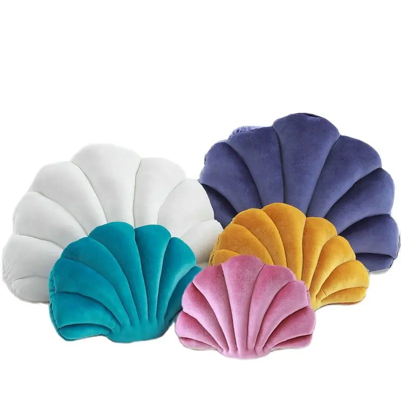 Fairy Home Luxury Decor Shell Pillow princess's Fantastic Velvet Pillow Sea Shell Home Decor Bed Sofa Cushion Decoration Gift wholesale jewelry large pillows display cushion for bangle watch box white grey velvet pu bracelet pillow holder showcase