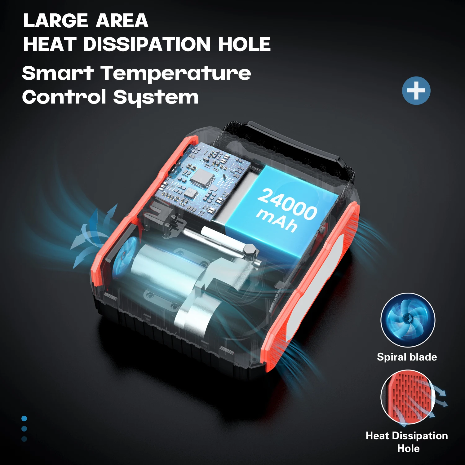 Car Jump Starter 2 In 1 3000A 24000mAh 150PSI Air Compressor Tire Pump Portable Charger Starting Device