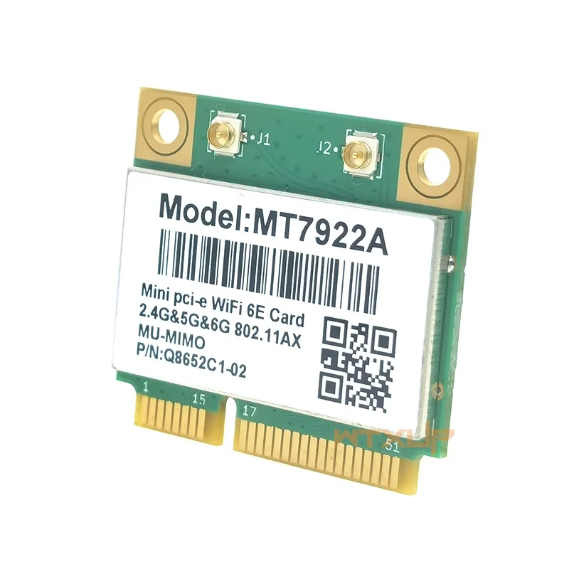 MT7922 Wifi 6E 5400Mbps 네트워크 카드 미니 pci-e 무선 어댑터 블루투스 5.2 트라이 밴드 802.11AX/AC Wi-fi for Windows 10 11
