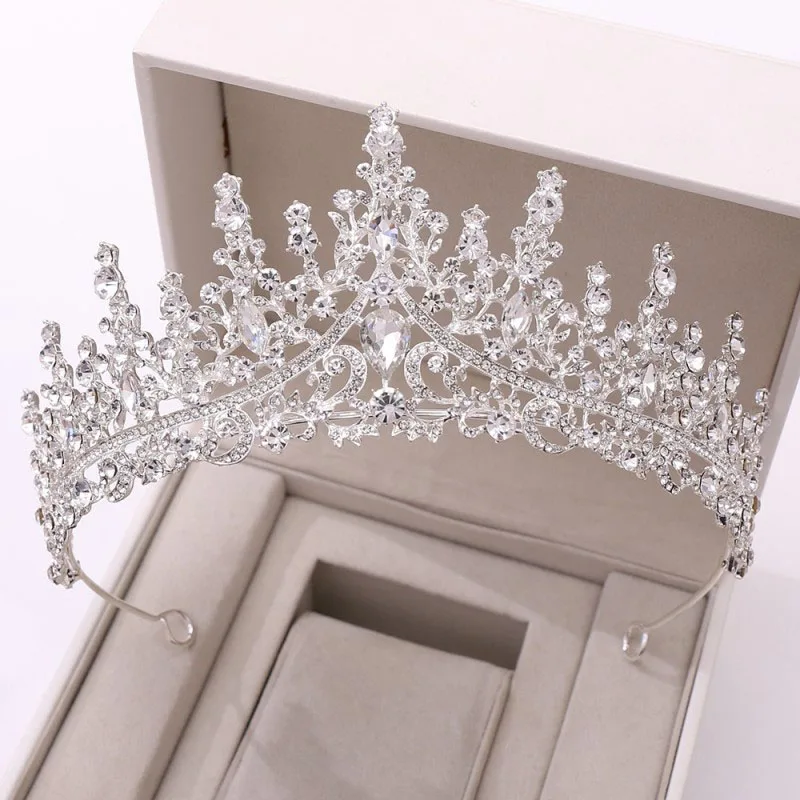 Itacazzo Bridal Headwear Set Crown Necklace Earrings Four Piece Silver-Colour Fashion Tiaras for Women Wedding Birthd,bridal jewelry sets