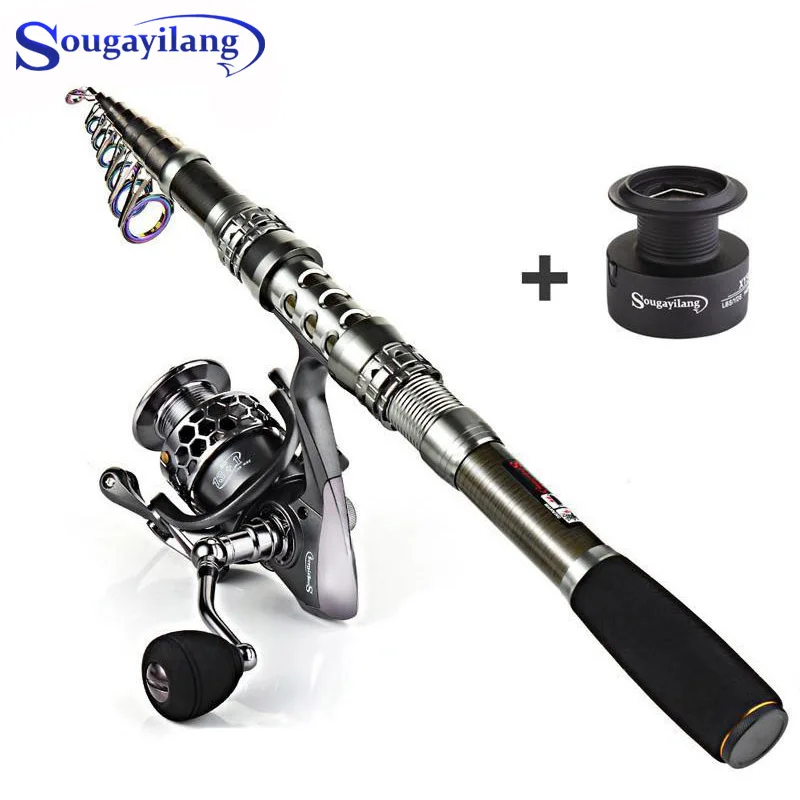 Sougayilang Portable Fishing Rod Set Carbon Fishing Rod Spinning Fishing Reel US 