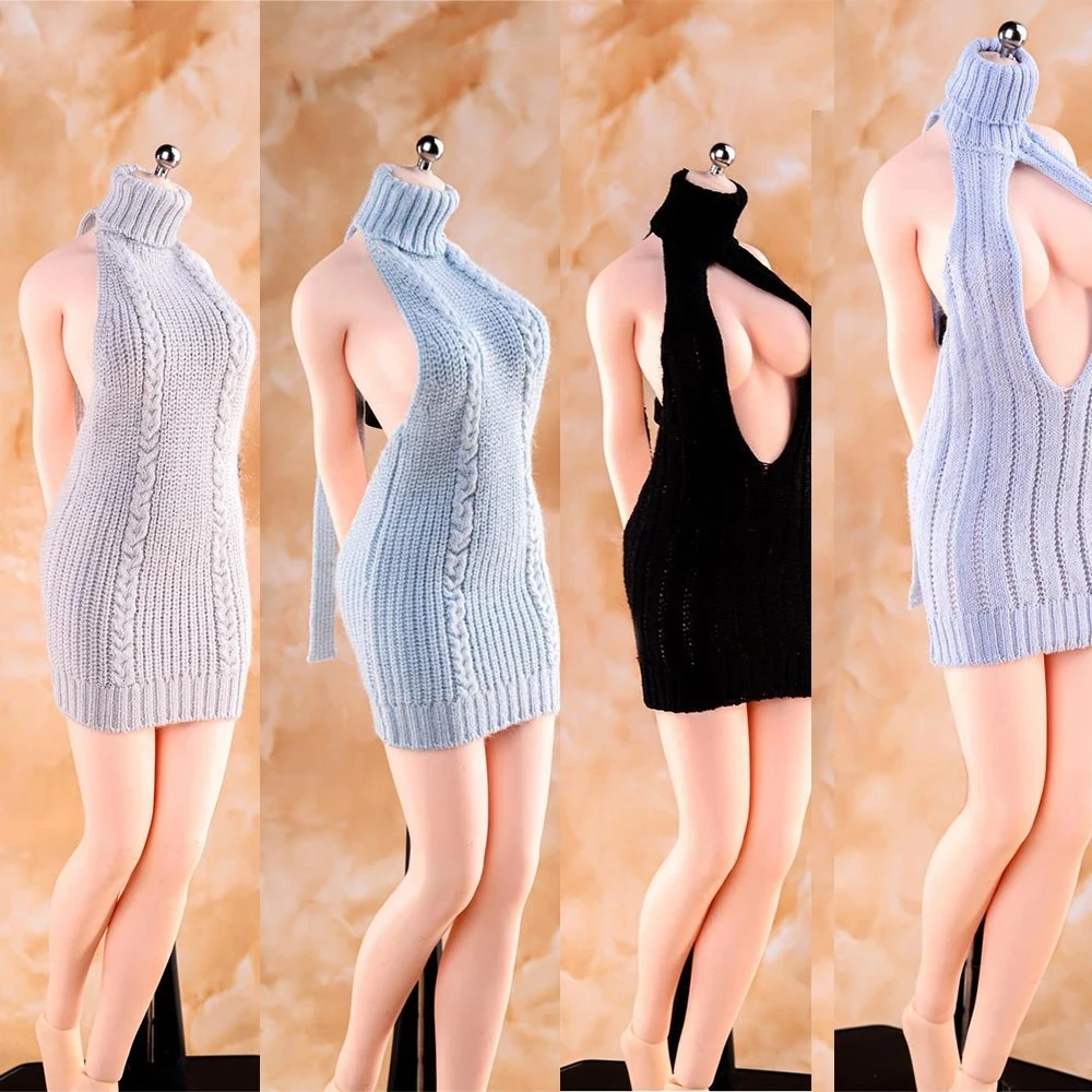 

HASUKI LD06 LD07 1/6 Sleeveless Backless High Neck Wrapped Hip Handmade Knitted Sweater Cloth for 12" Female Action Figure Body