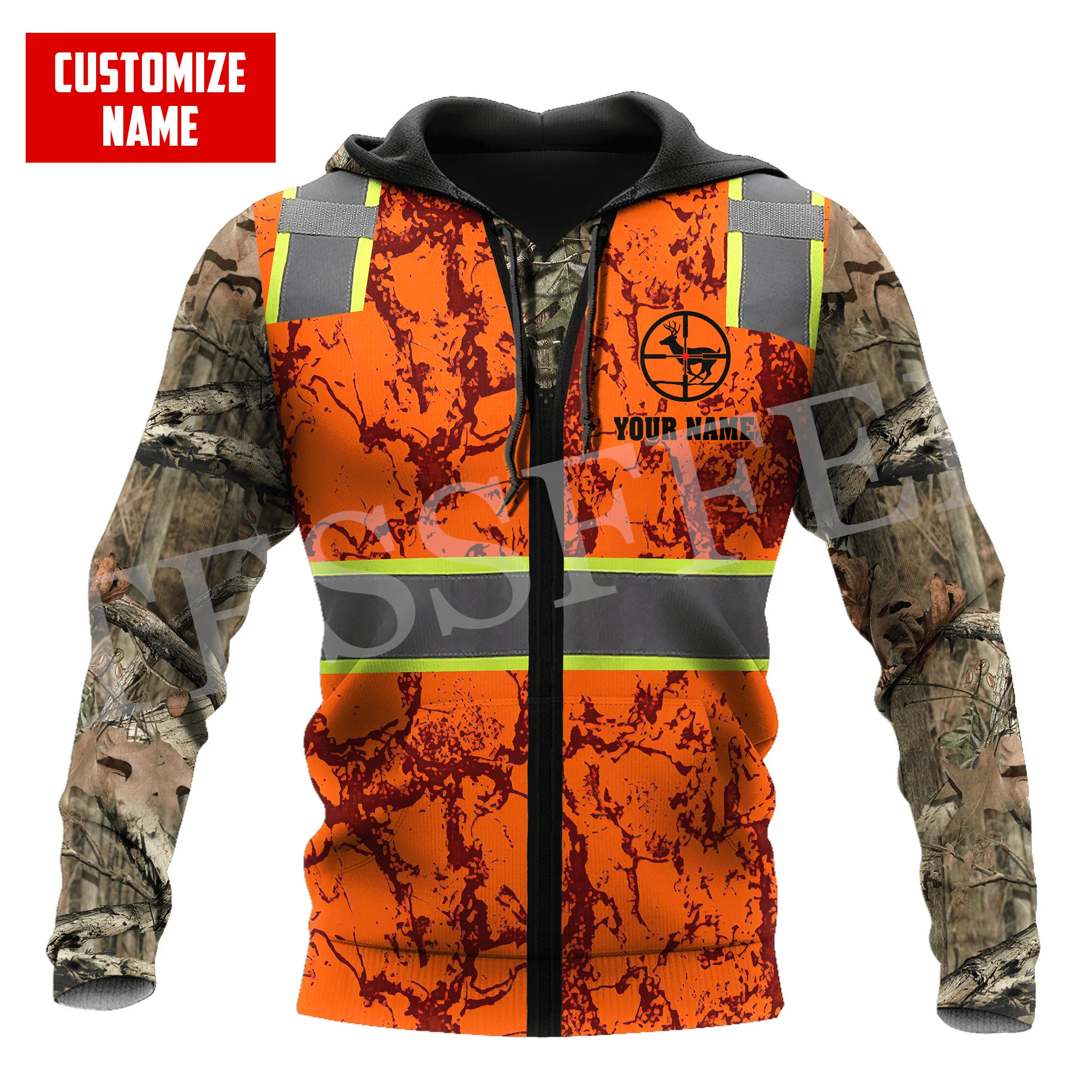 Nome Personalizzato Deer Hunting Animal Hunter Camo Cosplay Tattoo Retro 3Dprint Harajuku Casual Streetwear Pullover Jacket Felpe Con Cappuccio X22