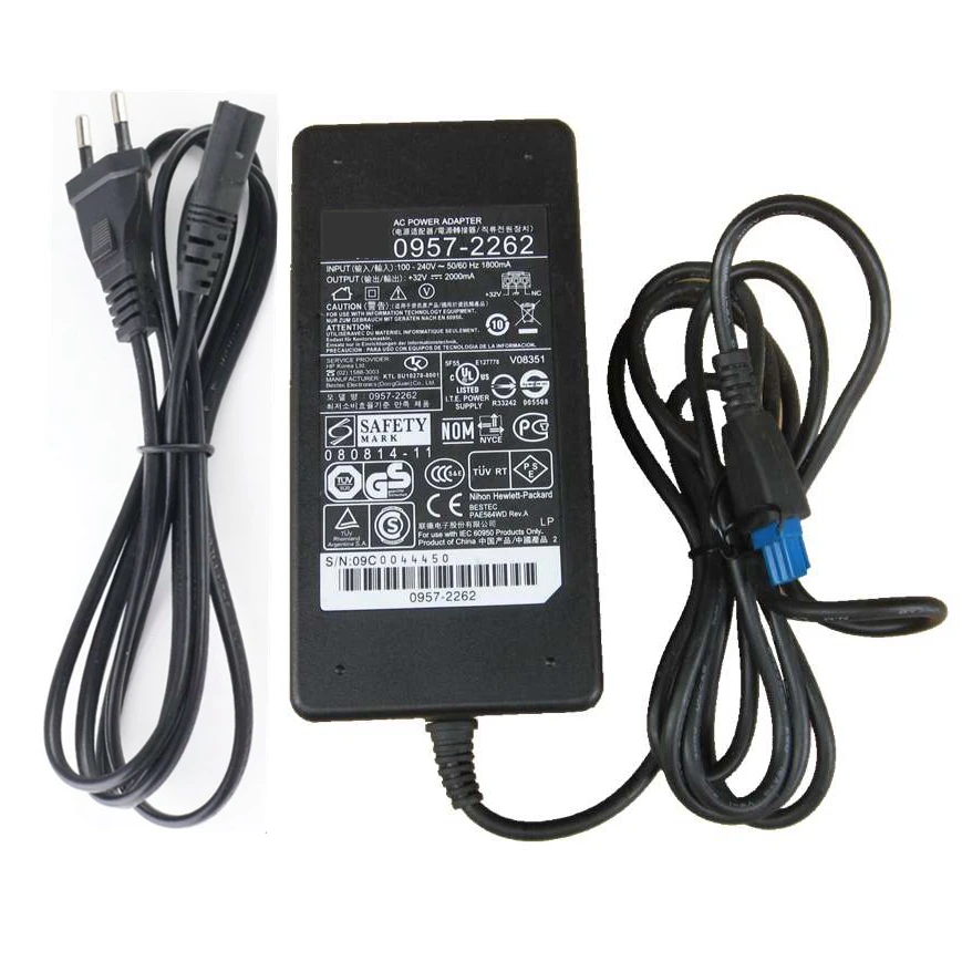 PKPOWER 22V 455MA AC DC Adaptador Para HP Deskjet Ink Advantage 1515 1516 2545 2546 Impresora Todo En Uno 22VDC Fuente De Alimentación Cable Cargador PSU - Foto 12