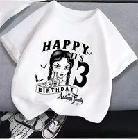 2025 New  Wednesday Addams Children Clothing Anime Summer Girls Birthday Number T-shirt Cartoon Clothes Kids Top Gift New 2