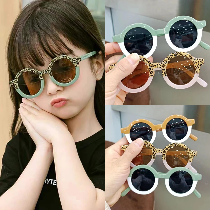 New Splicing Colour Round Cute Kids Sunglasses UV400 Boy Girls 1-7 Years Old Lovely Baby Sun Glasses Children Oculos De Sol