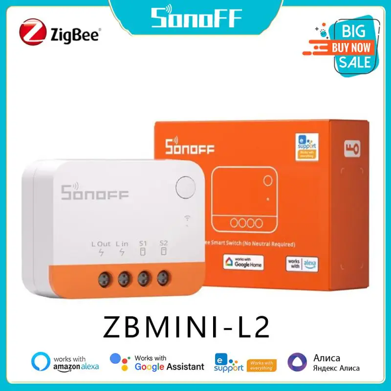 1-10개 SONOFF ZBMINI L2 지그비 스위치 비중성 와이어 스마트 홈 무선 양방향 모듈 스위치 eWeLink APP 제어