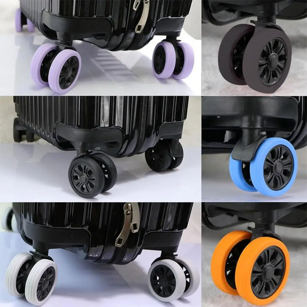 

Anti Scratch Suitcase Cover Silicone Suitcase Wheels Protector Colorful Sound Reduction Shock Absorption Luggage for Suitcase