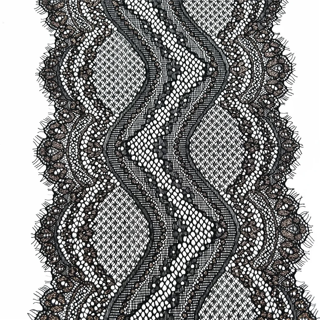 3y/lot Width 19.50cm Black With Rosegold Elastic Lace Trim Skirt Hem Underwear Sewing Craft DIY Apparel Fabric Lace For Clothing 5