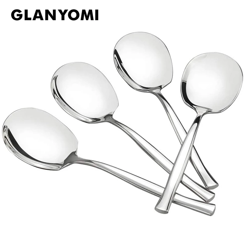 8pcs 304 Stainless Steel Serving Spoon Set For Catering, Large Serving Utensils Buffet Spoons