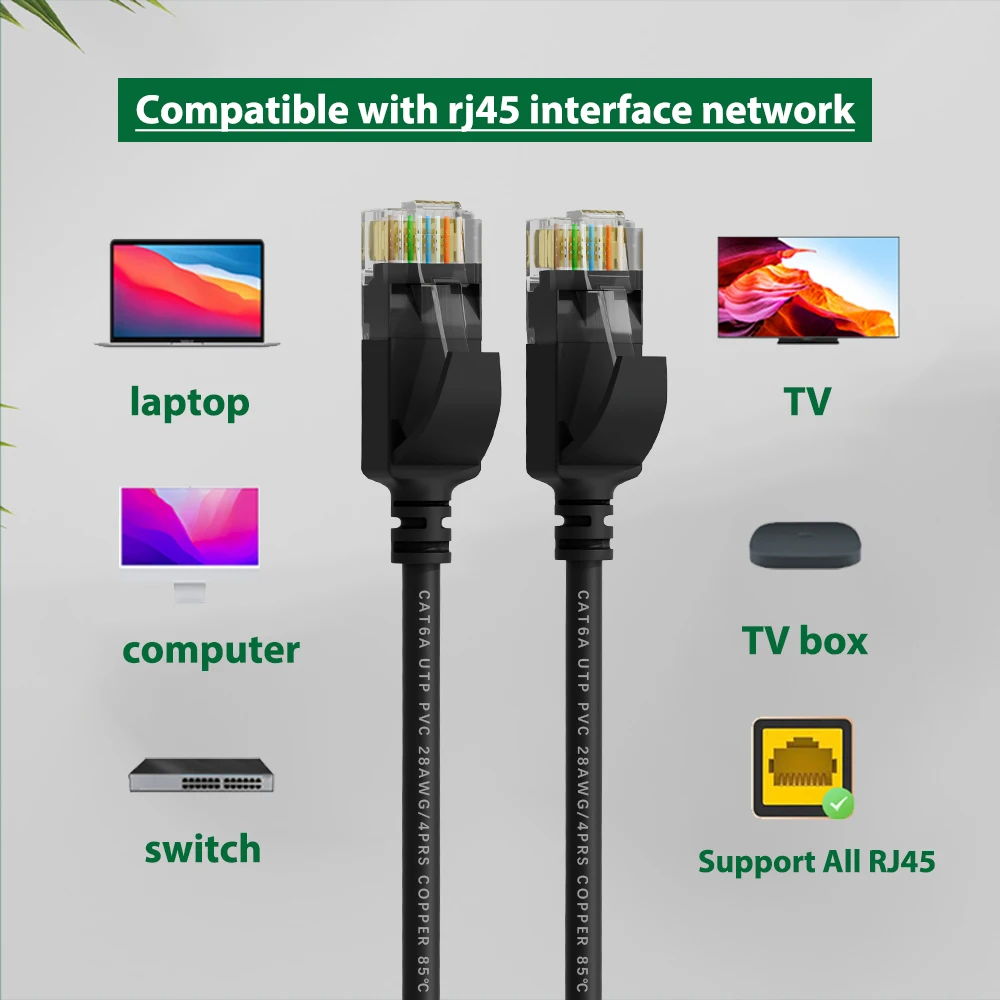 Patchtek 슬림 이더넷 케이블 RJ 45 Lan 10Gbps CAT 6A 이더넷 케이블 패치 코드 PS5 라우터 용 UTP 고속 컴퓨터 와이어