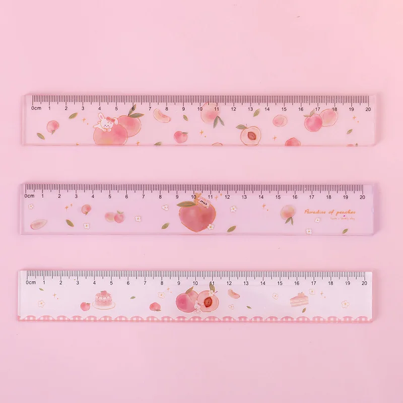 Straight Ruler 1 Piece Cute Kawaii Peach Wavy Line Geometry Tool For School Office Drawing Sewing