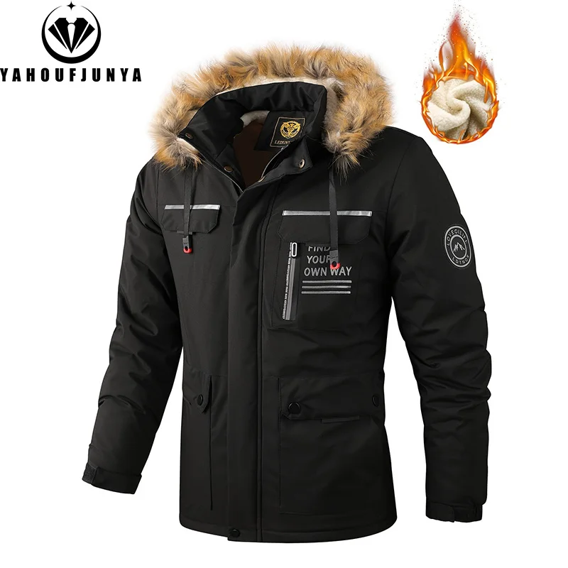 Men Winter Fleece Hooded Hiking Jacket