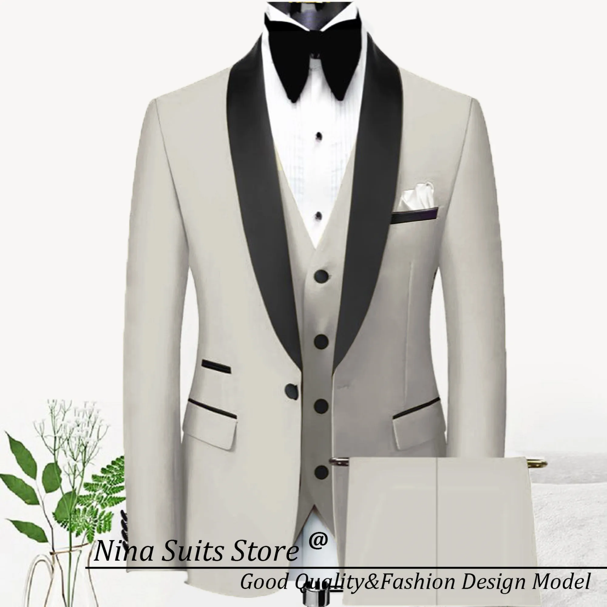 G&N Male Suit New Men's Casual Business Pink Slim Jacket Pants Vest 3 Pieces Sets Elegant Wedding Party Evening Pant Suits