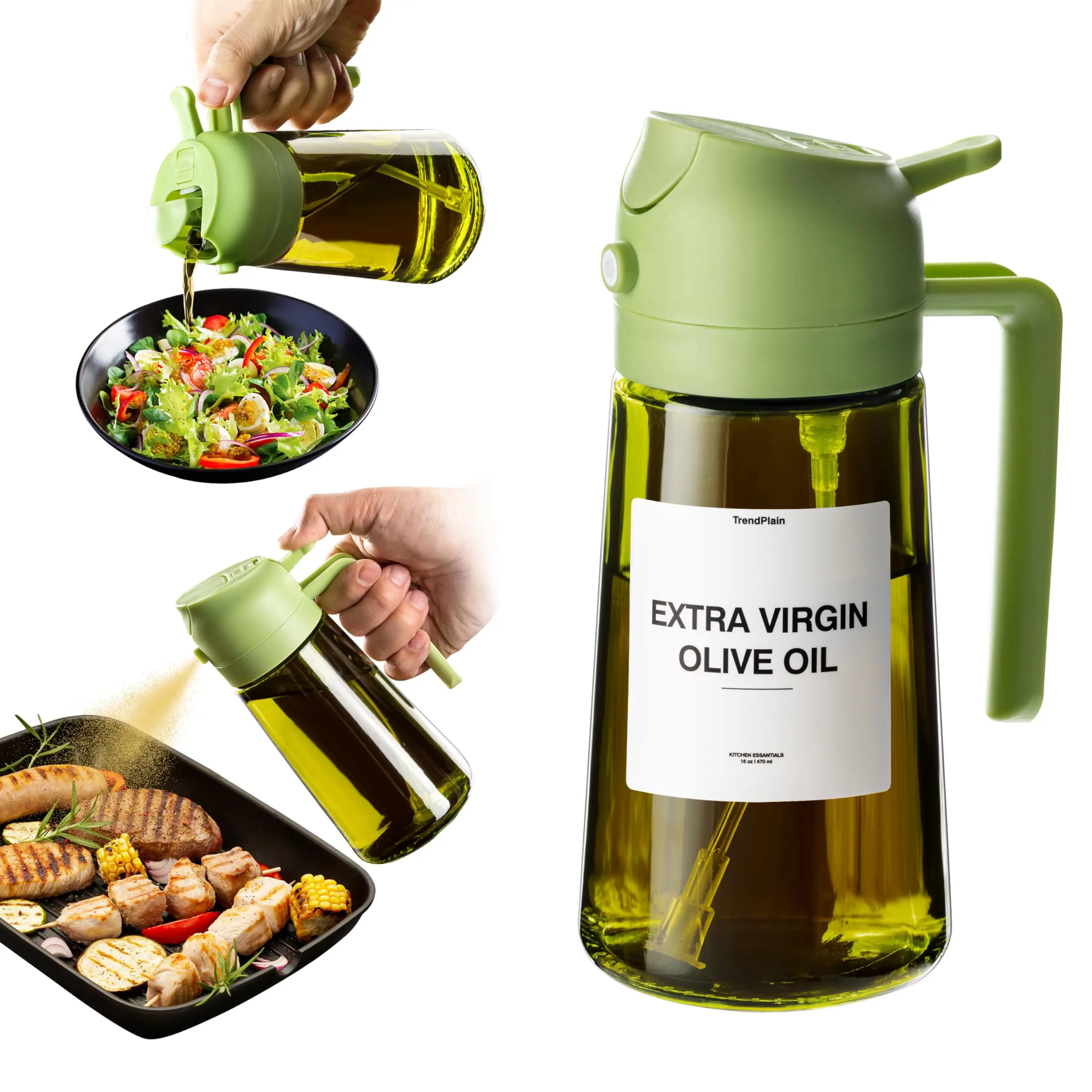 16oz/470ml Olive Oil Dispenser Bottle for Kitchen Gadgets and Air Fryer Accessories Olive Oil Sprayer for Cooking Kitchen Gadget