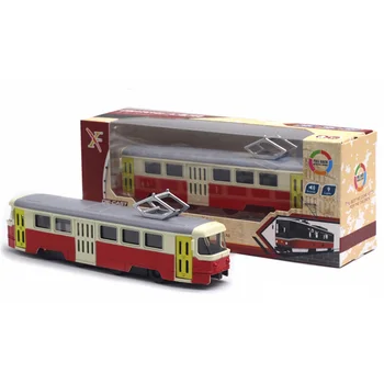 Classic Train Tram Diecast Pull Back Model Vehicle Toy Classical Locomotive with LED Sound Music Developmental Toy for Kids Gift 1