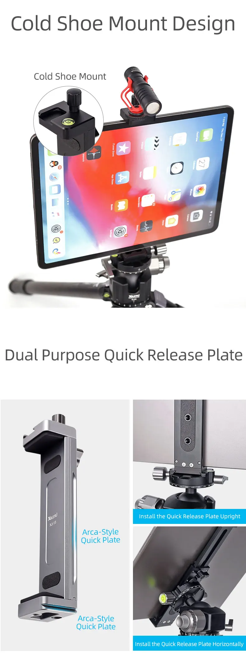 trépied universel en alliage avec support ajustable pour ordinateur ipad pro