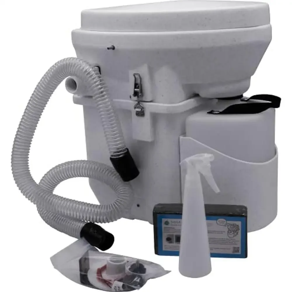 Composting Toilet Close Quarters Spider Handle Design Easy Install No Odor Huge Capacity Effective Empty White 20.98"D x 19.02"W 6