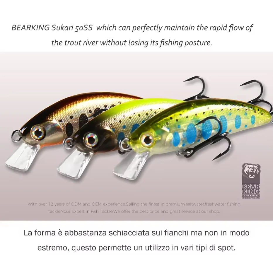 50mm 5g Crank Artificial Hard Bait Sinking Hot Fishing Lure Trout Mini Minnow Wobbler Fishing Tackle Freshwater BEARKING