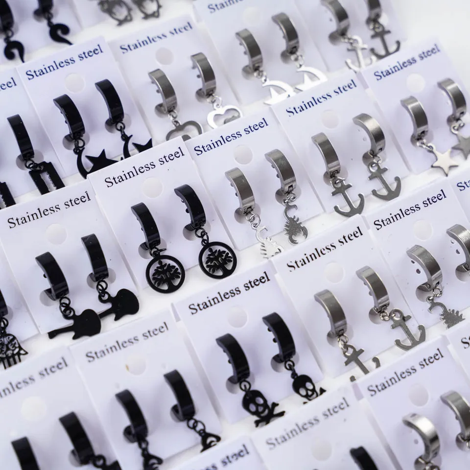 Pendiente Azul Punk De Acero Inoxidable Para Hombre Y Mujer, Piercing