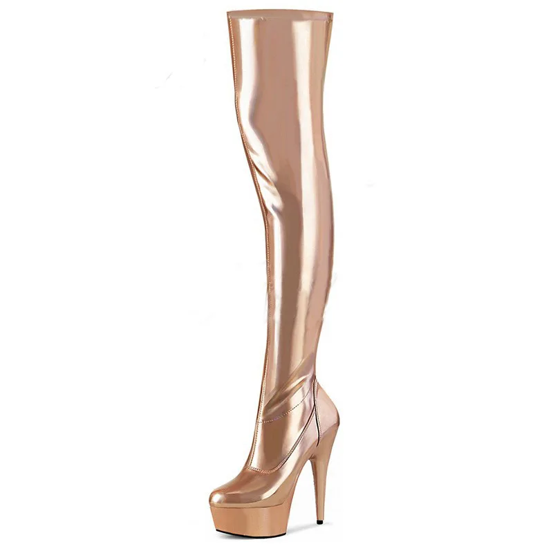 

2024 New Arrival Fashion High Quality Solid Color High Heel Shoes Round -toe Evening Platform Over The Knee Women's Club Boots