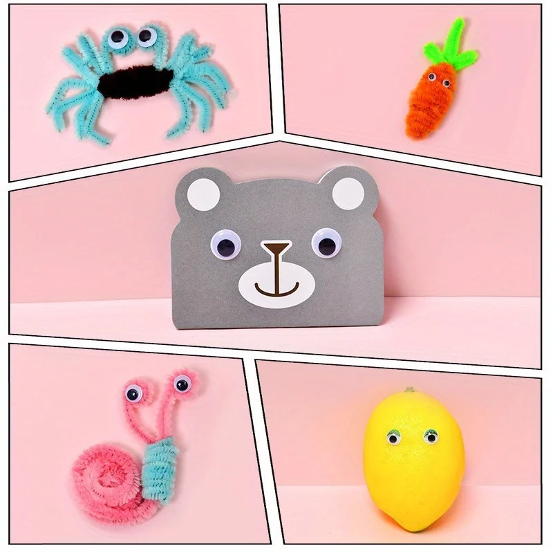 700개/박스 다차원 DIY 흑백 눈 스티커, 수제 인형 셀프 접착식 눈, 3D 장난감 눈 스티커, DIY 아트 크래프트