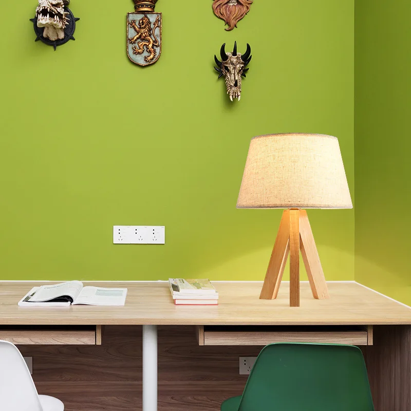 

Настольные лампы с деревянным штативом, Скандинавская прикроватная лампа для спальни, кабинета, тканевый абажур, декоративный деревянный Настольный светильник, s-образные осветительные приборы