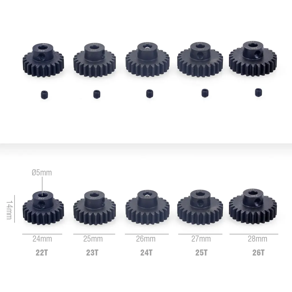 Durable Black Steel Metal Pinion Motor Gear Set - Multi-Tooth Options