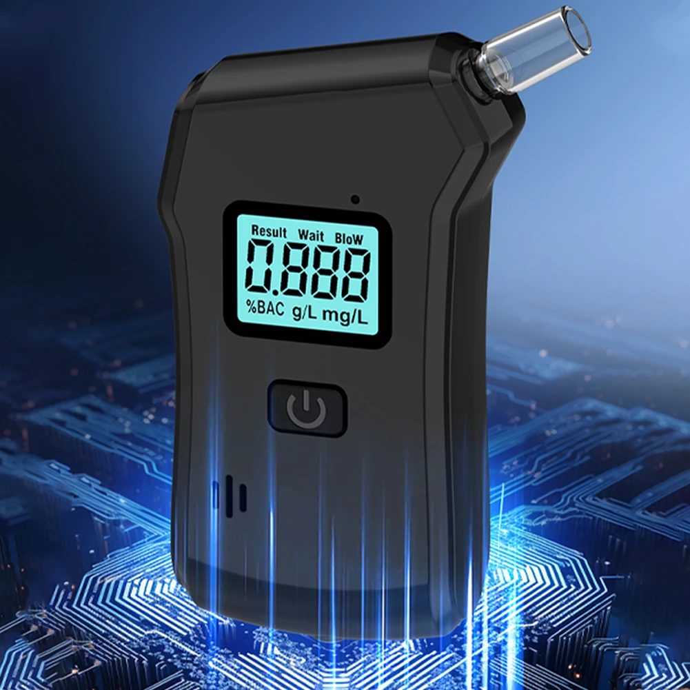 Digital Handheld Alcohol Analyzer Accurate LCD Display Drunk Driving Analyzer with 5 Mouthpieces for Personal & Professional Use