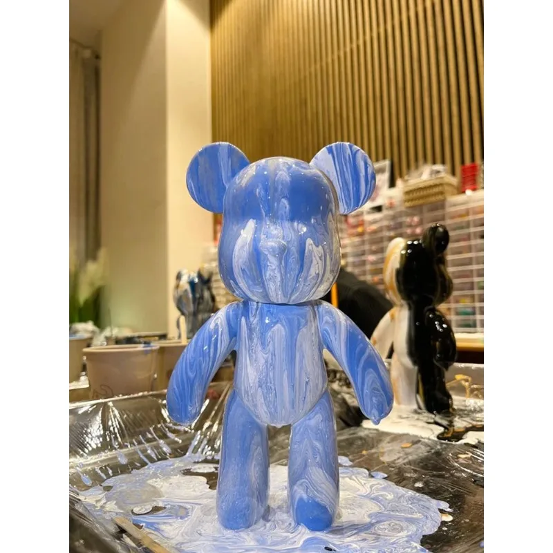 

23cm DIY Fluid Bear Sculpture Handmade Bearbrick Doll Ornaments Violent Bear Graffiti Painting Parent-child Toy Gift