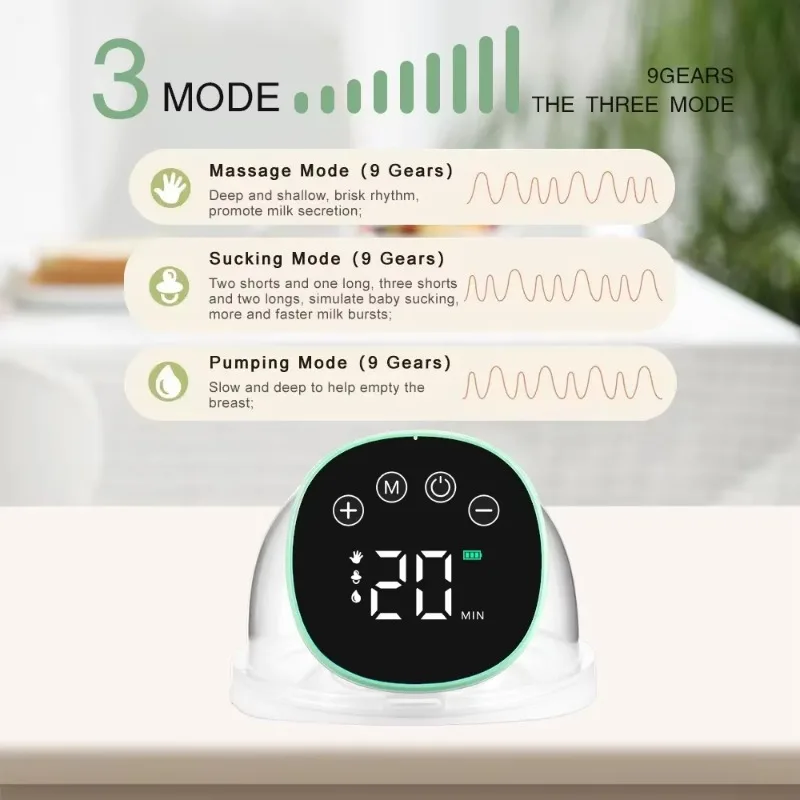 Wearable Electric Breast Pump Hands-free Milk Collection Invisible, Automatic Intelligent Double-sided Breast Pump Portable 3
