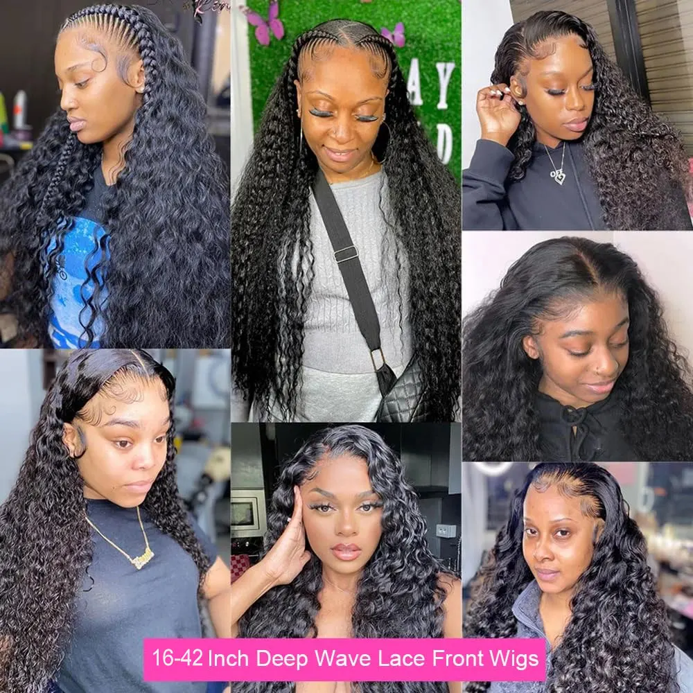 13x6 HD Lace Loose Deep Wave Frontal Wigs 40 42 Inch Deep Curly Lace Front Human Hair Wigs Preplucked Glueless Wig Human Hair 7