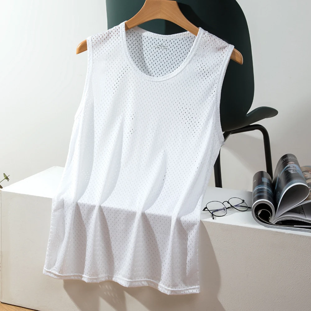 

Underwear Vest Grey Ice Silk Tank Tops Spandex Transparent Undershirt Underwear White 95%Polyester+5% Brand New