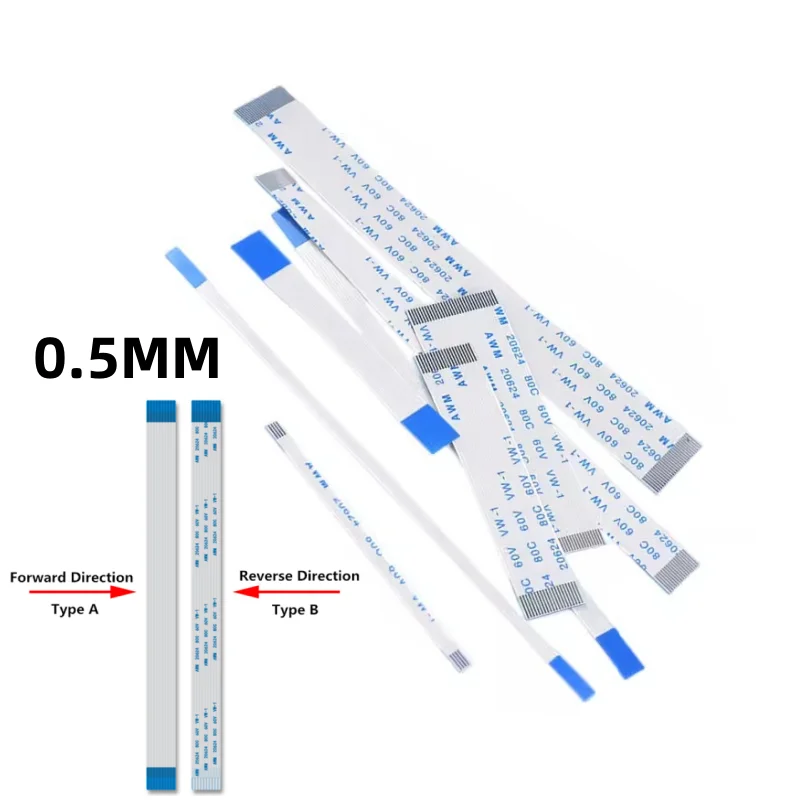 Flat Flexible Cable 10PCS 24 Pin FPC/FFC Ribbon Flexible Flat Cable Pitch 0.5MM/1.0MM Wire Length 6-40CM