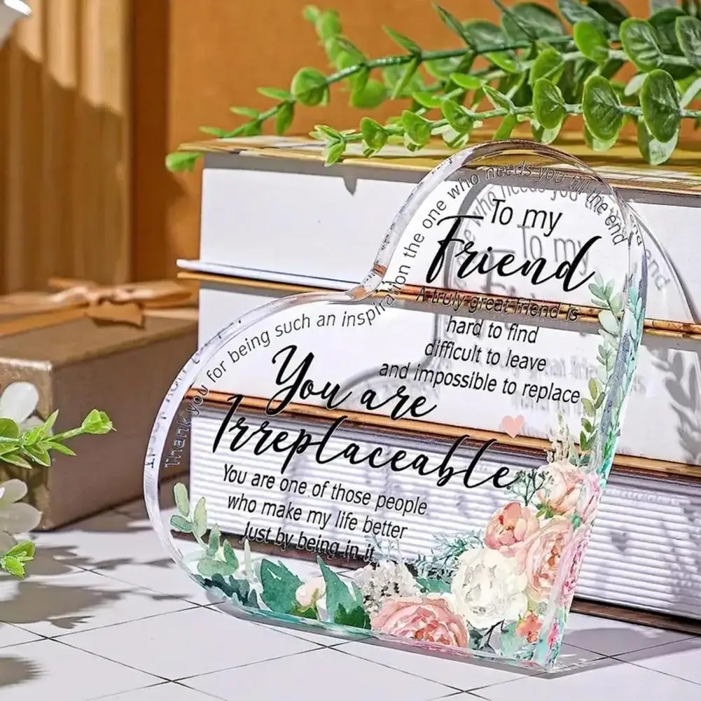 

Acrylic Ornament Transparent English Letters Heart Shape Ornament for Mother's Day Anniversary Valentine's Day Heart Decor