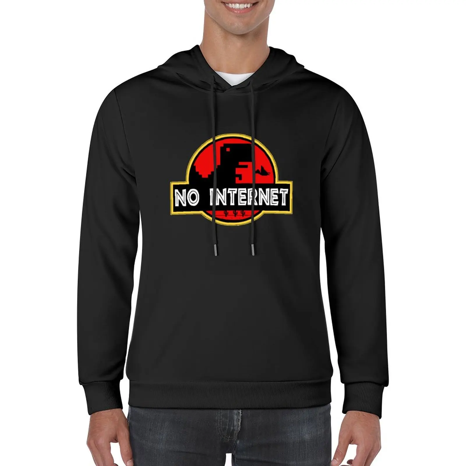 

New No Internet Pixel Dinosaur Game Pullover Hoodie men wear essentials men's clothing essentials hoodie