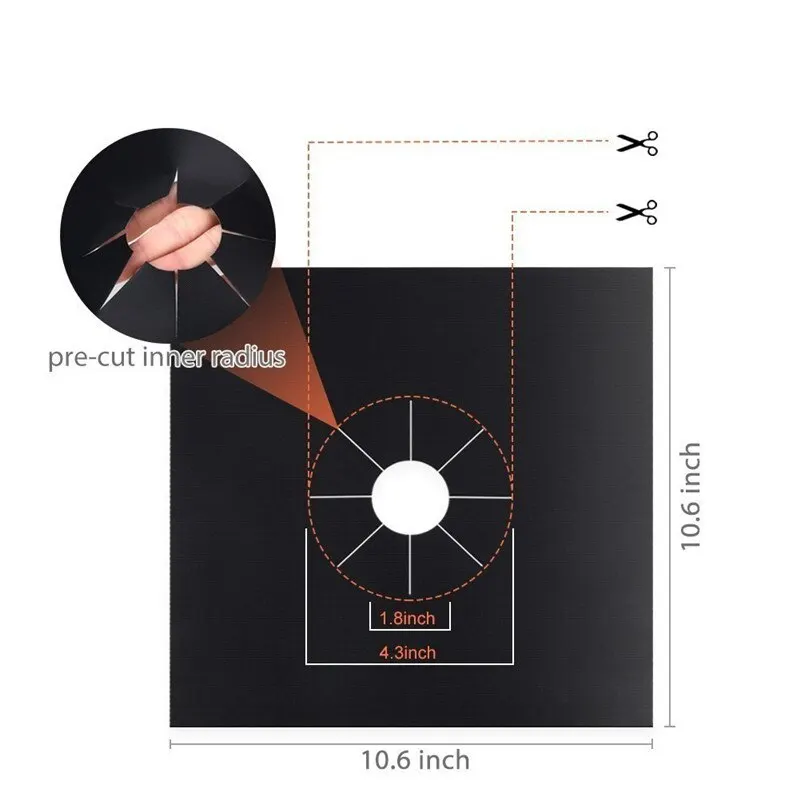 Gas Stove Protector 4 Piece Cooker Lid Liner Cleaning Pad Kitchen Cookware Accessories Reusable Boiler Hood Protectiv