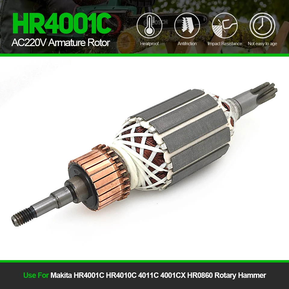 

1Pc Replace AC220V-240V Armature Rotor For Makita HR4001C HR4010C HR4011C HR4001CX HR0860 513631-1 Rotary Hammer Accessories