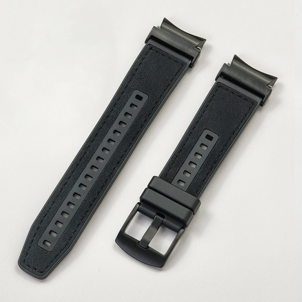 Premium Dual Material Strap for Smartwatches - Silicone & Leather Bracelet