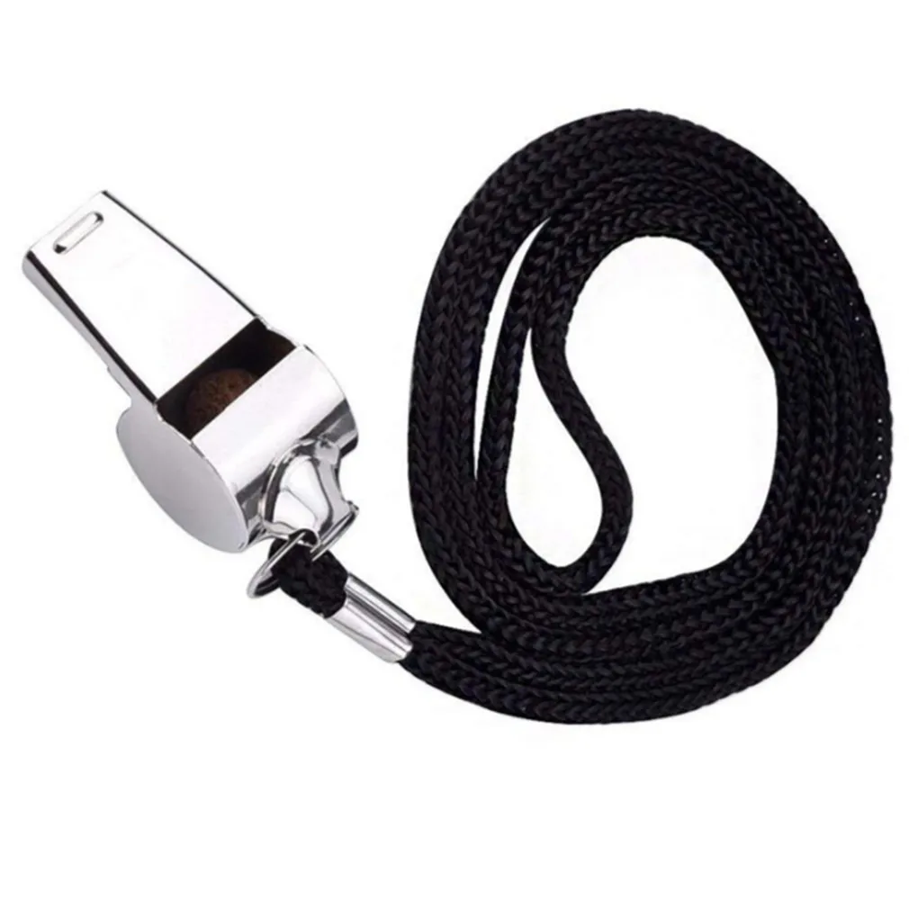 Referee Sport Rugby Stainless Steel Metal Whistle with Rope