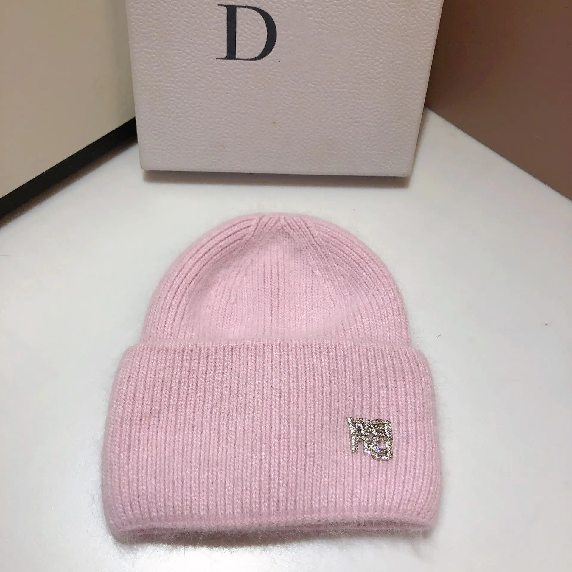 21 farben Echt Kaninchen Fell Mützen Hut für Frau Strass Brief Stricken Motorhaube Dame Herbst Winter Warme Skullies_voghion.com